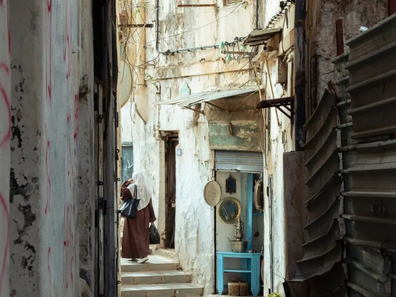 A narrow stepped lane in the Casbah of Algiers